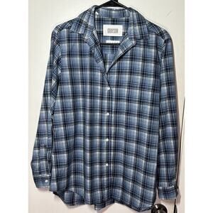Grayson The Hero Women's Large 04 Blue Plaid Button Up Long Sleeves Shirt Cotton